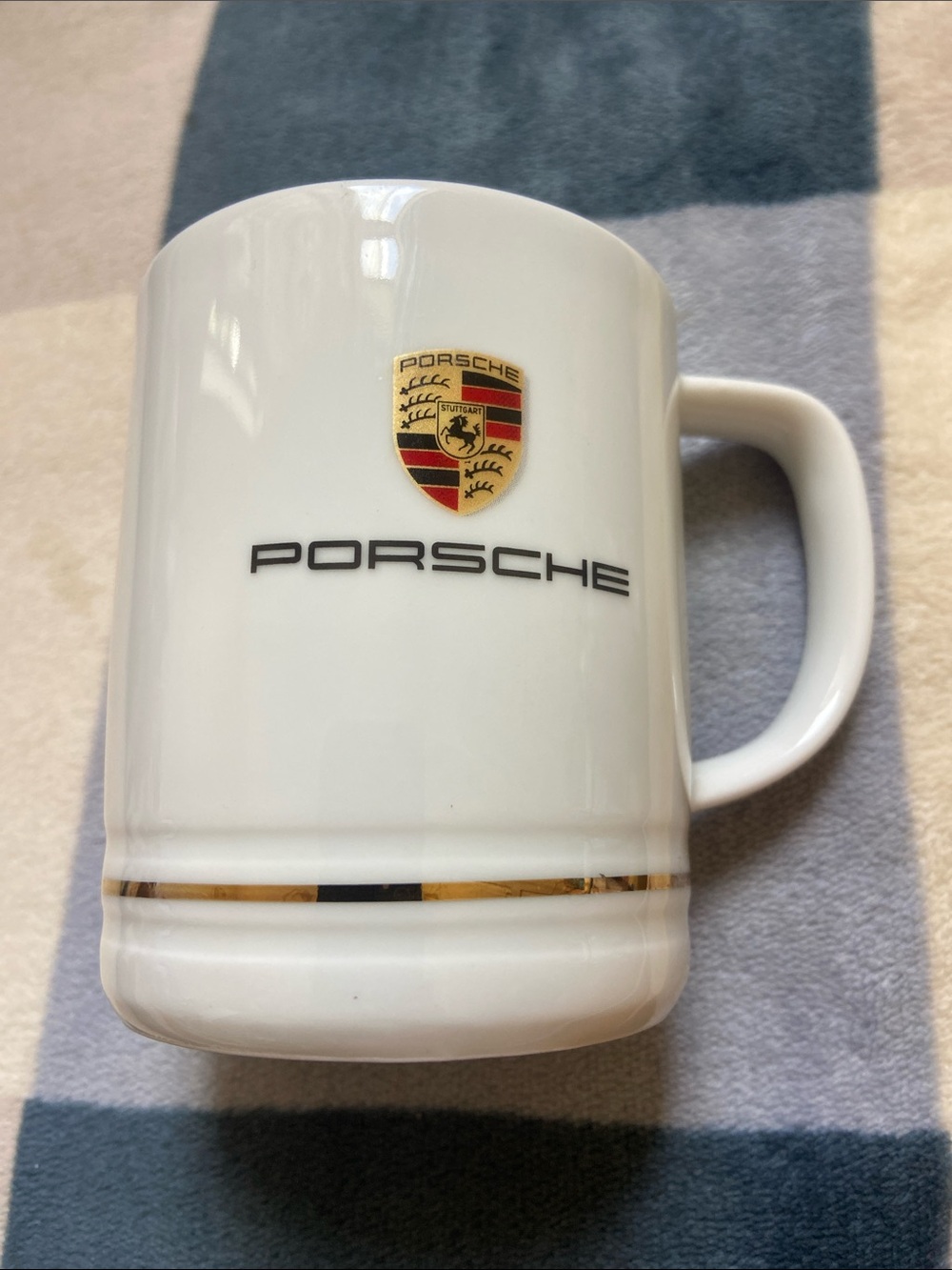 Genuine Porsche Coffee Tea Mug Cup Crest White Gold Kahla Germany